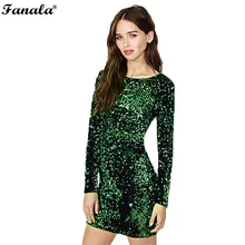 Sequin Dress Women 2017 paillettes Bodycon Dress Party Sequined Dresses Long Sleeve T shirt Mini Dress