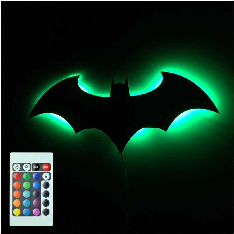 USB Power Batman светодиодный настенный светильник цветной зеркальный с дистанционным