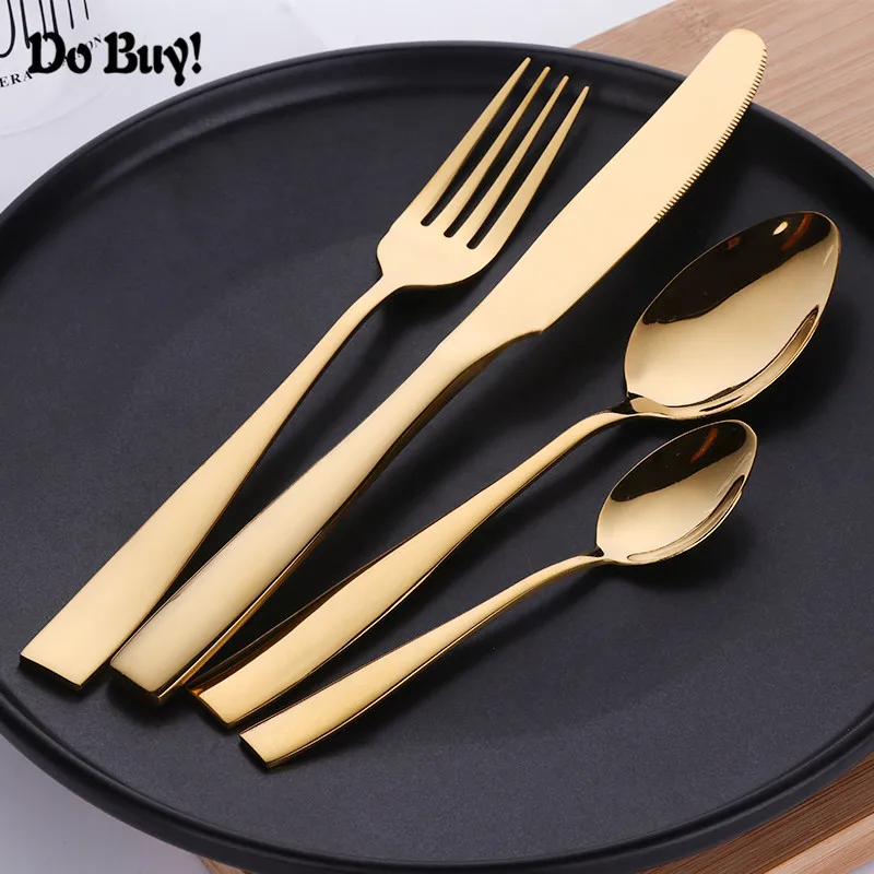 4 Pcs/Set Cutlery Set Rose Gold Stainless Steel Western Dinnerware Kitchen Knives Spoon Fork | Дом и сад