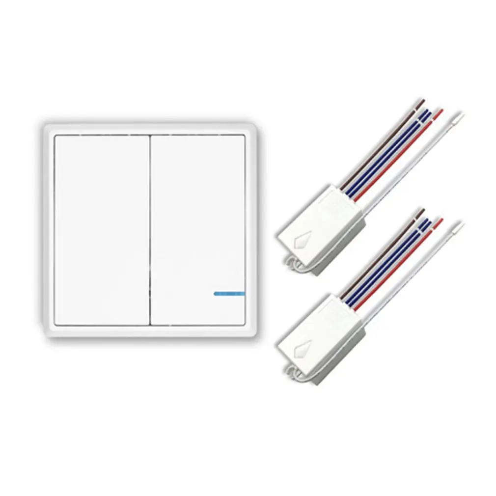 

Wireless Switch Dual Button SW-K2&R02 86 Type RF Remote Wall Control Light Waterproof Panel Home Switch 110V