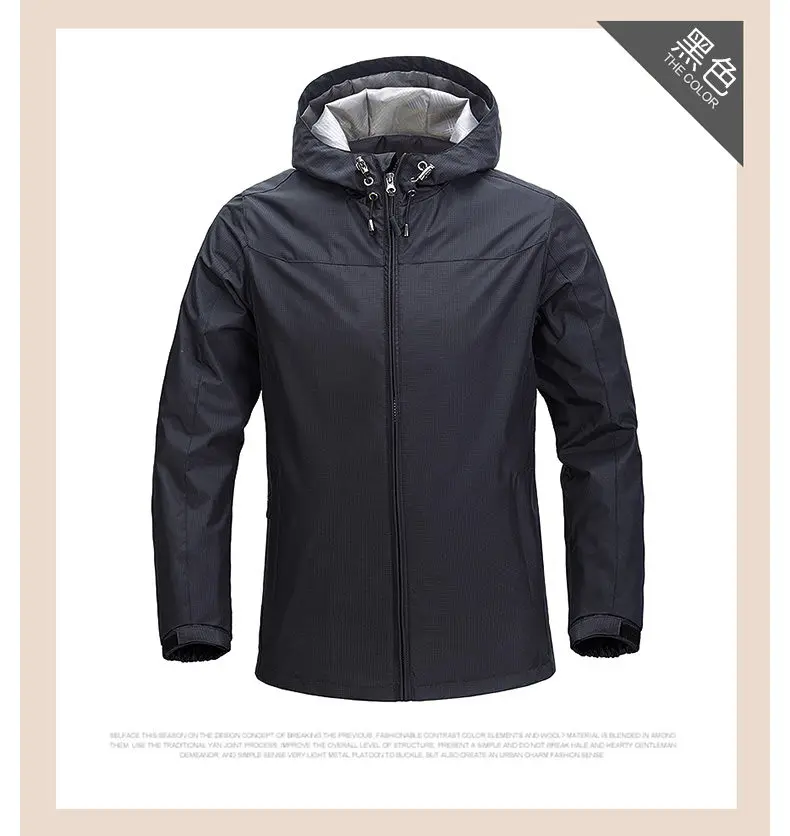 Spring Jacket Men 2019 Windbrear Jacket Male Coats Hooded Mens Jacket Brand Sports Windproof Waterproof Outwear Zipper Pockets S 22