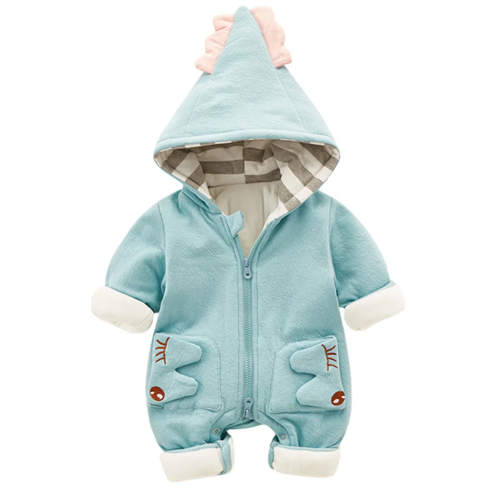 Newborn Infant Baby Clothes Fleece Jumpsuit Boys Girls Romper Hooded