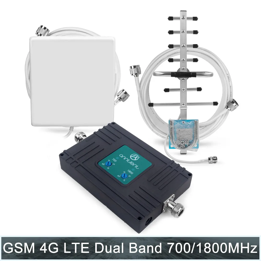

cellular booster 2G 3G GSM 1800MHz 4G LTE 700MHz 70dB Dual Band Phone Signal Booster Voice Data Repeater Amplifier & panel a Set