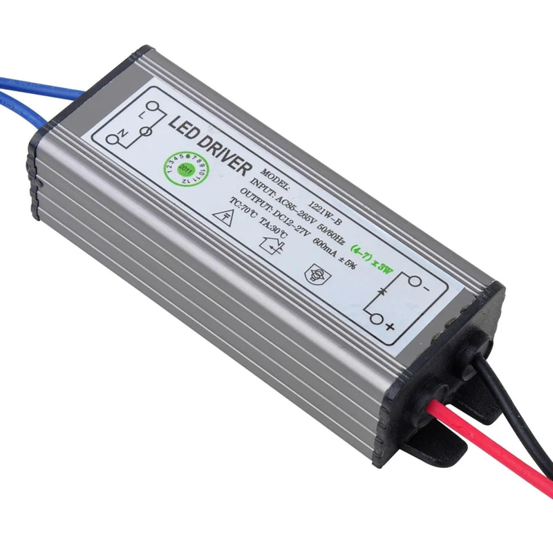 

PHISCALE 12-21W LED Driver Power Supply Waterproof IP67 Constant Current AC100-260V 600mA For 12-21W LED Bulb