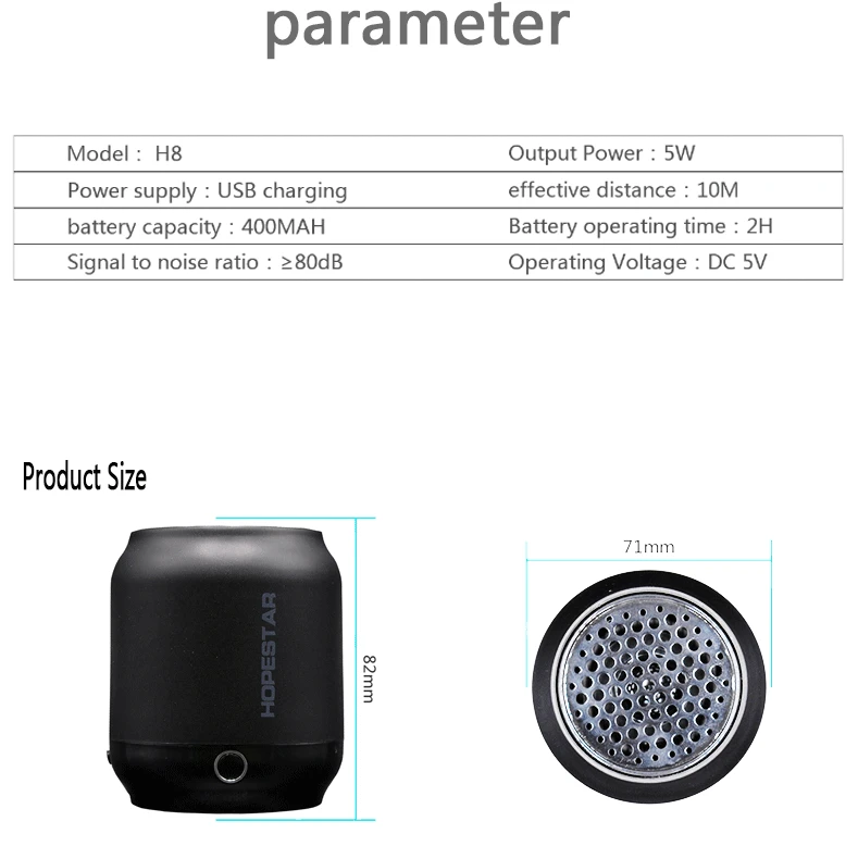 HOPESTAR H8 Мини Bluetooth динамик Портативный беспроводной бас стерео MP3 плеер Поддержка USB TF AUX FM handfree для телефона компьютера