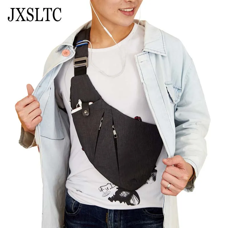 

JXSLTC Men Fashion Vintage Travel Riding Motorcycle Messenger Sling Pack Chest Bag Security Anti-theft Package Chest Bag