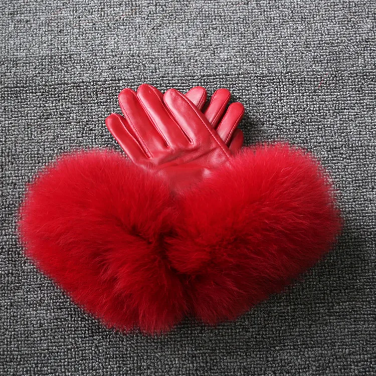 

Genuine Leather Glove Wool Keep Warm Thicken Elegant Gloves For Lady