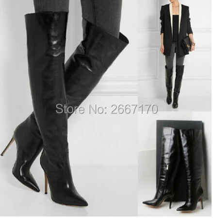 over the knee high heel boots leather