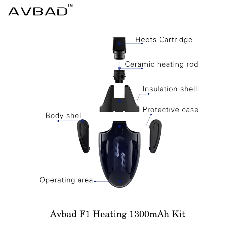 Электронная сигарета Avbad F1 нагрев 1300 мАч комплект устройства стартовый контроль
