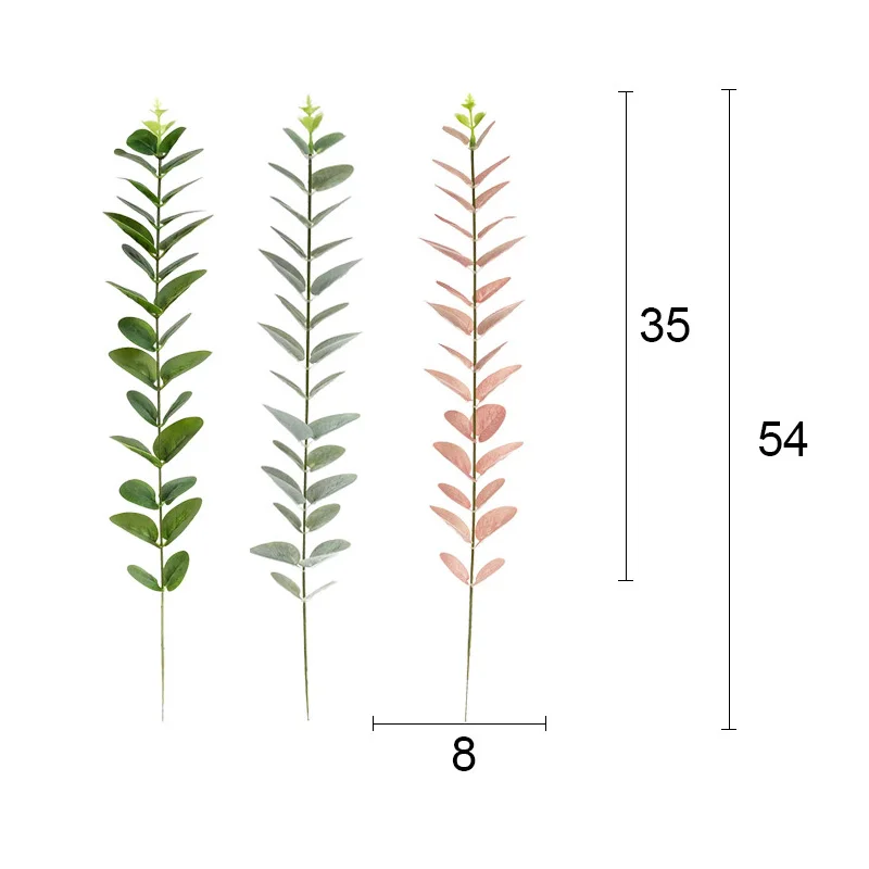 Зеленые искусственные растения с одной веткой, листья эвкалипта, настенные материалы, декоративные украшения для дома, садовые, вечерние, искусственные растения