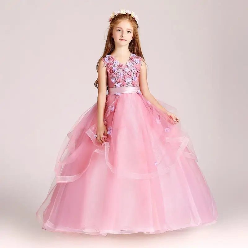 

2019 New Teenage Girls Mesh Sleeveless Tutu Princess Dress Kids Dresses For Girls Wedding Party Baby Girl Clothes Vestidos F40