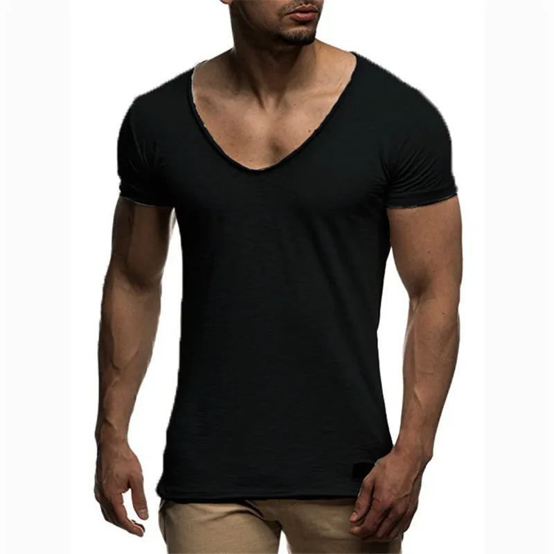 Wide V neck T shirts Men/women Tshirt Summer T shirt Black White Gray ...