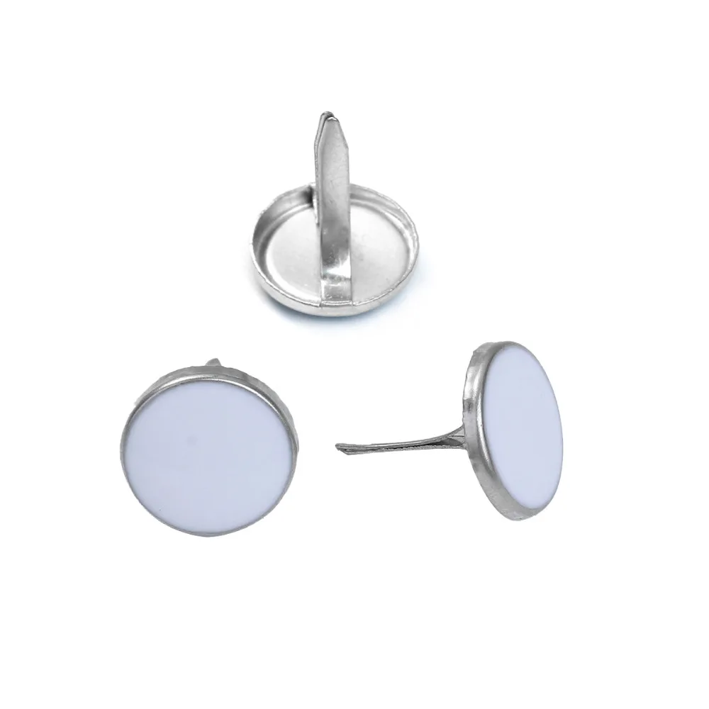

Iron Metal Brads Scrapbooking Embellishment DIY Craft Jewelry Making Findings Round Silver Tone Color White 15x13mm 20PCs