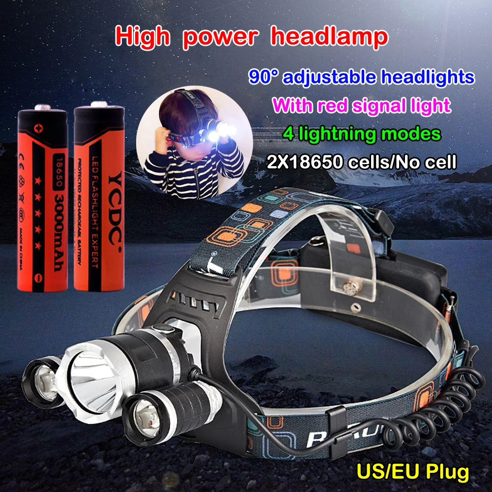 

LED headlamp fishing headlight 6 XML-T6 Zoomable lamp Waterproof Head Torch flashlight Head lamp use 18650 battery