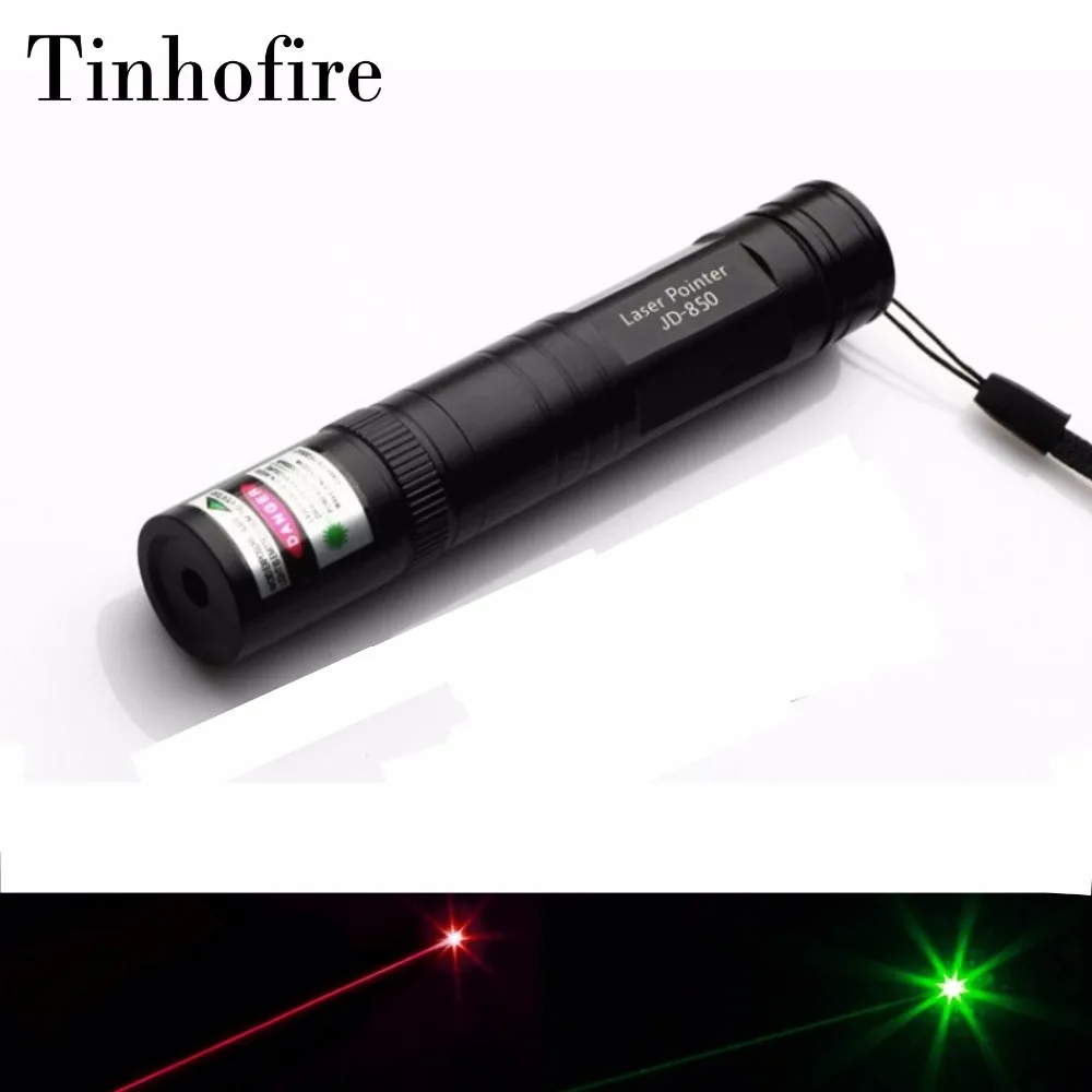مؤشر الليزر 850 5 ميجا واط tinhofire مصباح قلم أحمر 650nm الليزر الأخضر 532nm الليزر القلم 10000 متر 16340 مضيا الليزر