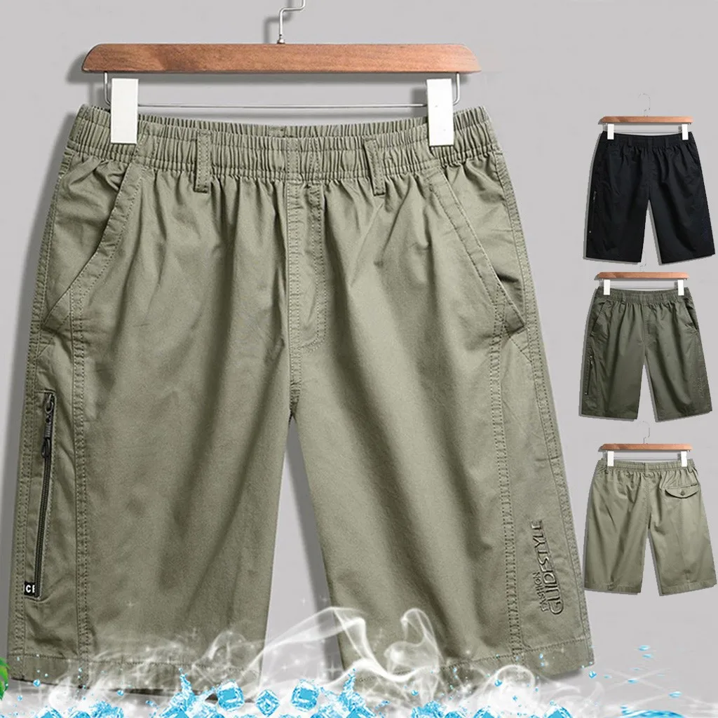 Feitong новые модные мужские военные шорты Карго однотонные пляжные шорты на молнии с карманами для фитнеса спортивные повседневные тактические шорты для мужчин