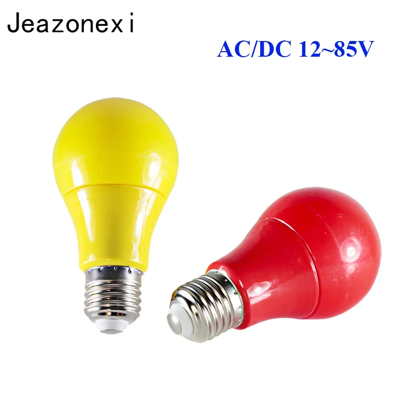 

Led bulb 12V 24V 36V 43V bombillas E27 B22 5W 9W ampoule color lamp red yellow solar light home decorative romantic jeazonexi