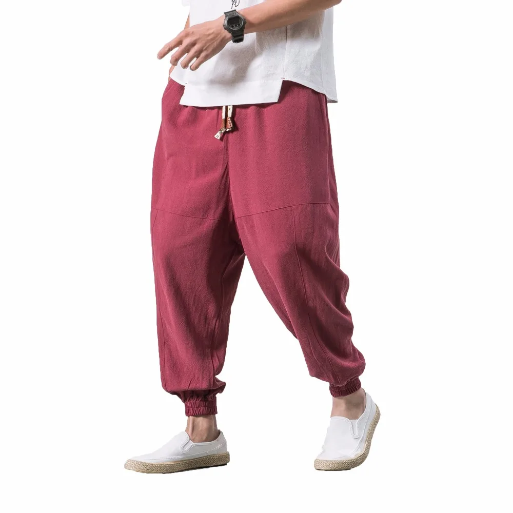 

2019 New Arrival Mens Casual Pants Thin Pant Trousers Elastic Waist Plus Size Men Jogger Sweatpants Male Harem Pant black 5XL