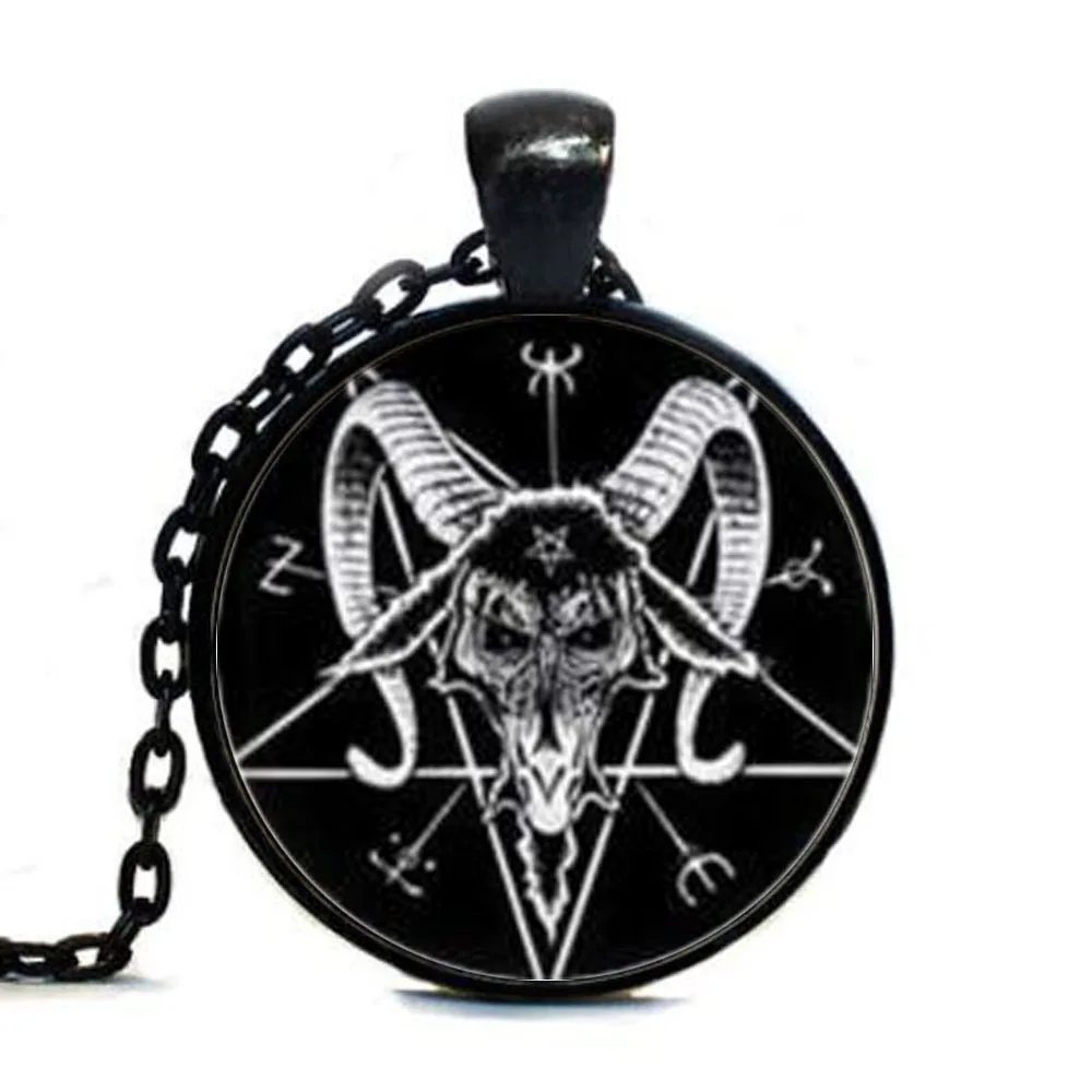 

Satanism Tag Sigil of Leviathan Baphomet Tag Silver Mens Womens Satanic Symbol Glass Tag Men Jewelry