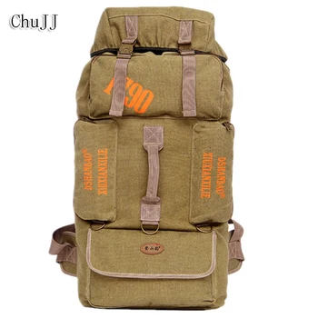 

Chu JJ 85L Large Capacity Men Backpack Casual Canvas Unisex Backpack Women Men's Travel Bag