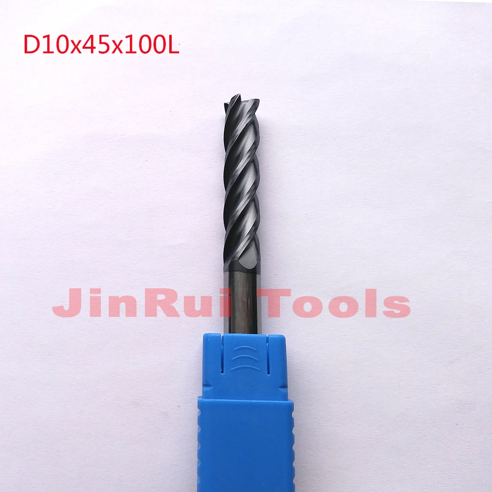 

1pc D10*45*D10*100L HRC55 4 Flutes Flat Square Solide Carbide End Mills CNC router bit milling cutter Tools knife fresa
