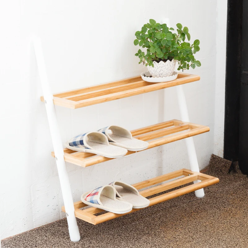 Shoe Rack Assemble 3 Ties Rack Stand White Shoes Organizer Shelf Entryway Furniture Home Decor