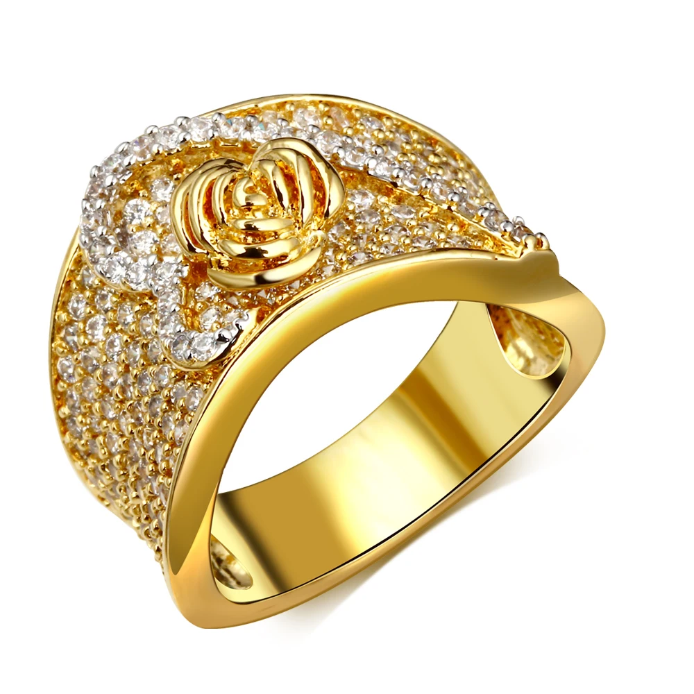 Flower ladies Rings for party cubic zircon setting finger Ring high