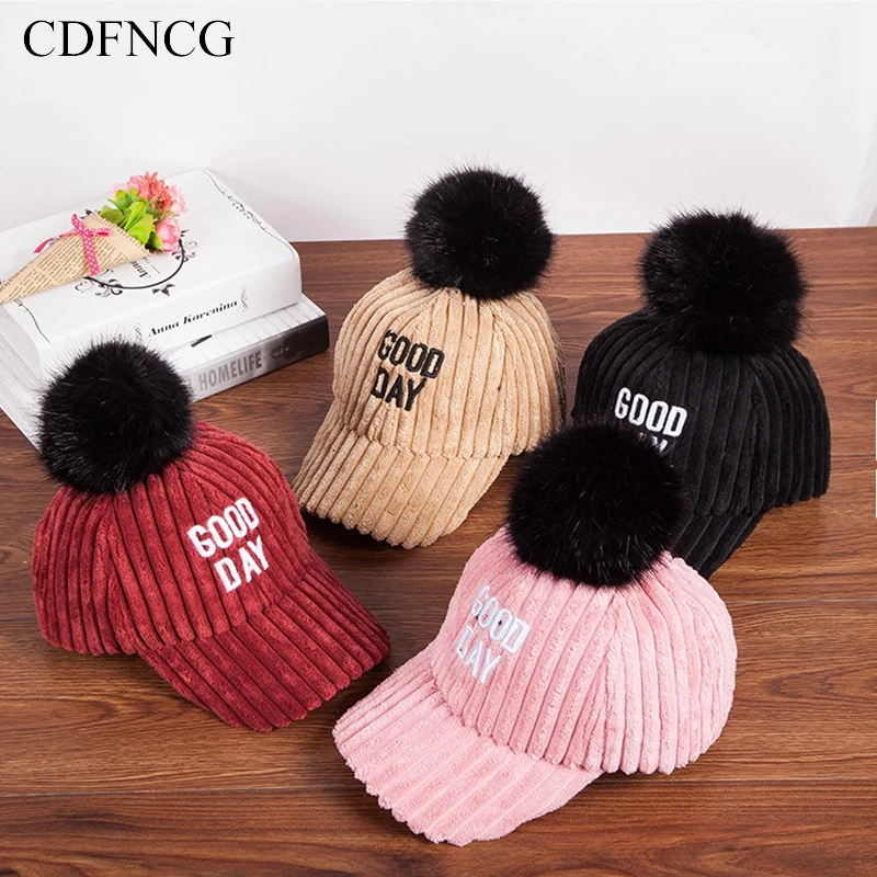 CDFNCG 2019 модная бейсболка с вышивкой с буквенным принтом, хлопковый помпон, зимняя Весенняя Солнцезащитная шляпа для мужчин и женщин, теплые