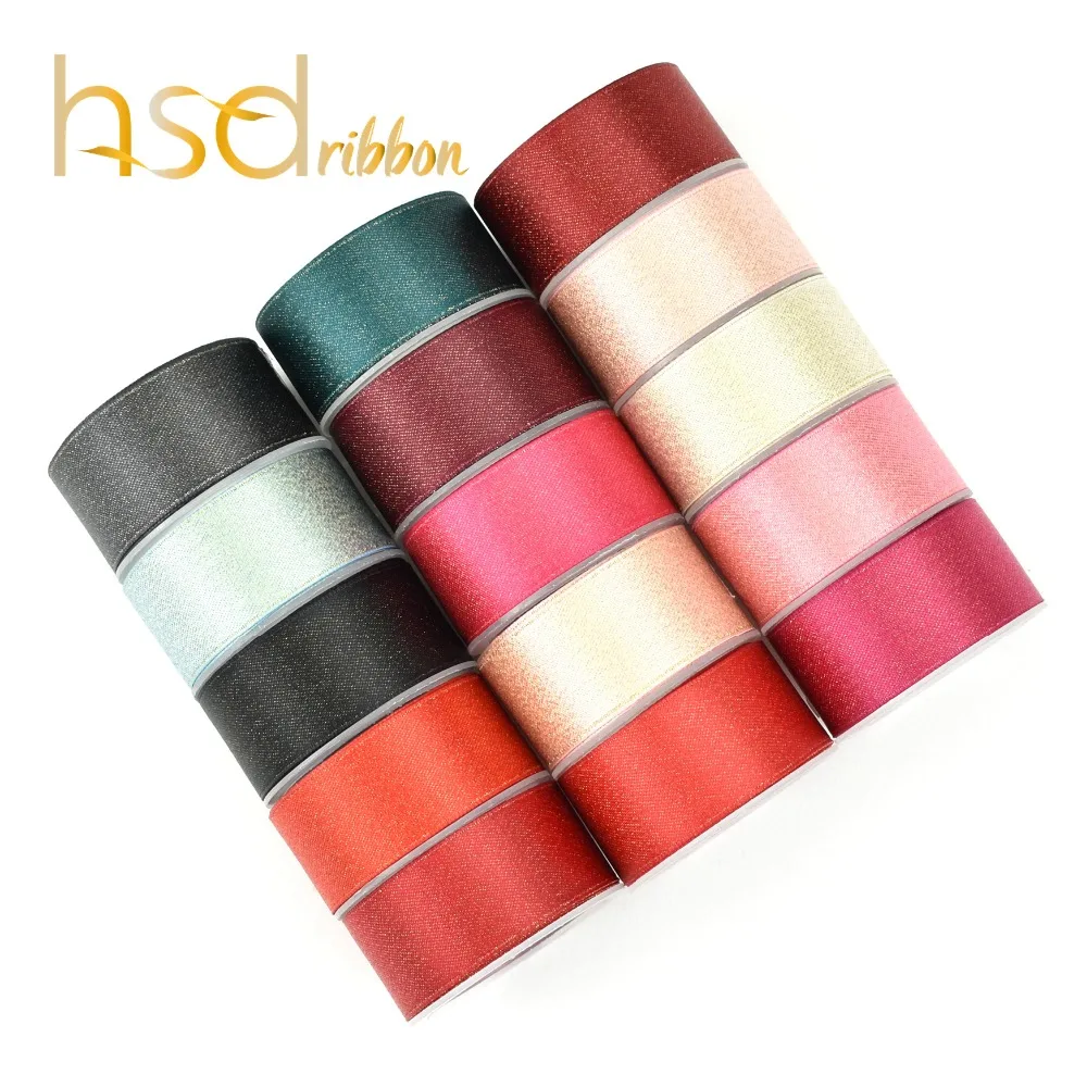 

HSDribbon 9MM 16MM 22MM 25MM red pink series Solid color Gold Purl Ribbon