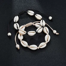 Ручной работы натуральная ракушка ручной вязки браслет ракушки Женские аксессуары, браслеты бисерная прядь браслет