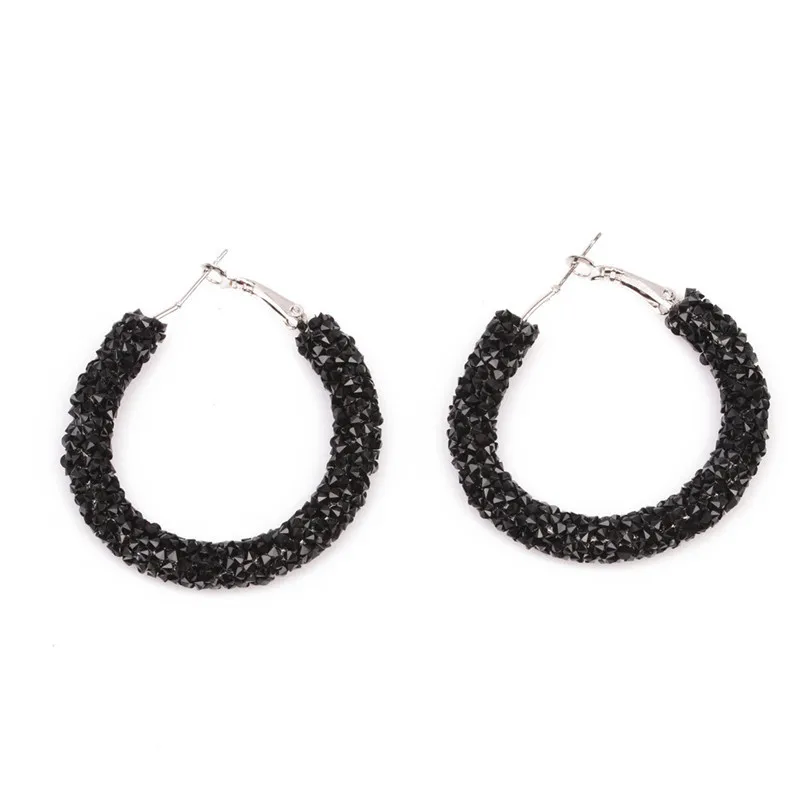 

2018 Korean Fashion Personality Rhinestone Big Circle Scrub Earrings Birthday Gift Women Jewelry Luxury Earings Round Earrings