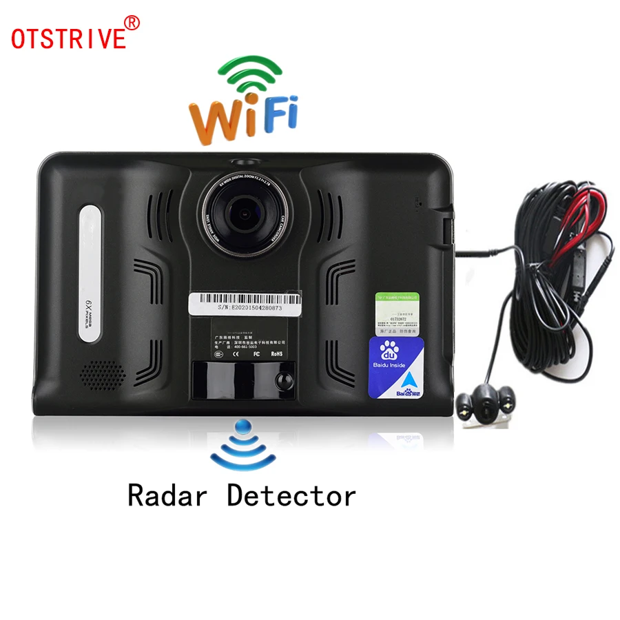 Otstrive 7 inch GPS Navigation DVR Android GPS WiFi Rear View