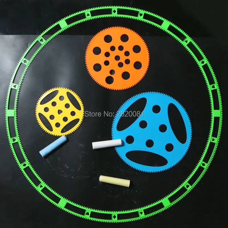 Комплект спирографа большого размера на открытом воздухе/в помещении, 9 трафаретов и 3 мела, рисование спиральными дизайнами, студия художника для всех детей