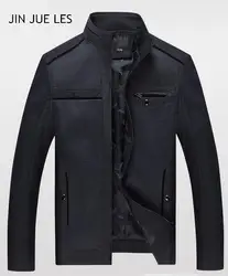 Джин Jue Les мужчины Демисезонный новый досуг мужская куртка Тонкий Бизнес мужские пальто на молнии черные мужские повседневные Стиль стенд