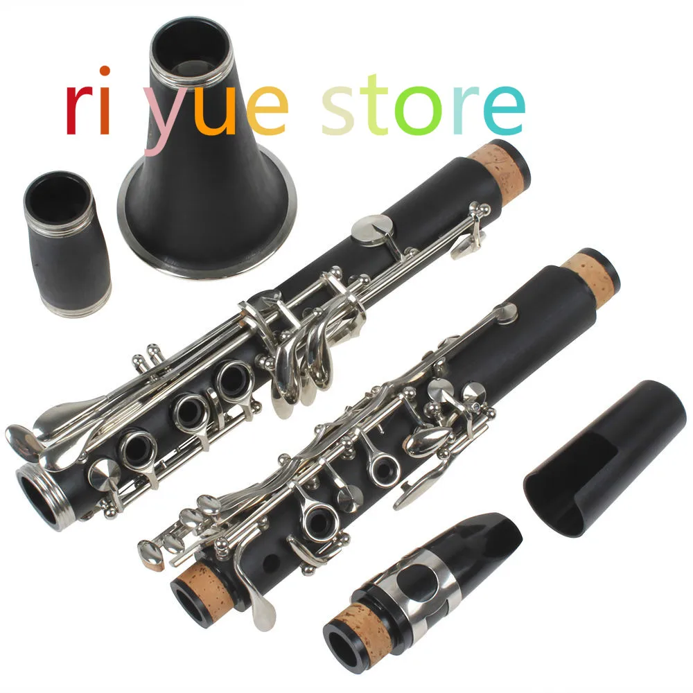

New Black Concert Student Band B Beginner Flat Clarinet w/ 10 Reeds Case