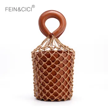 

beach bag nets bucket bagshollow 2019 women summer tote bag 2018 new fashion high quality white brown red white pink color
