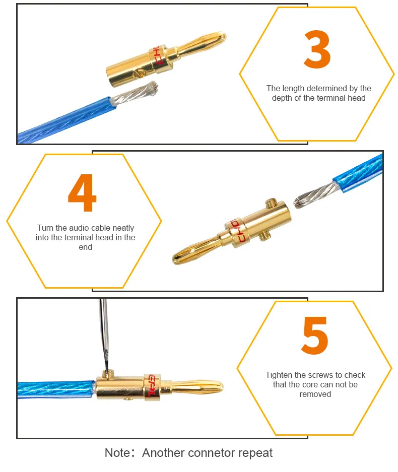 Choseal 8Pcs Banana Plugs DIY Speaker Cable Connector 24K Gold-Plated Banana Plug  Speaker Cable Audio Cable Connector   (2)