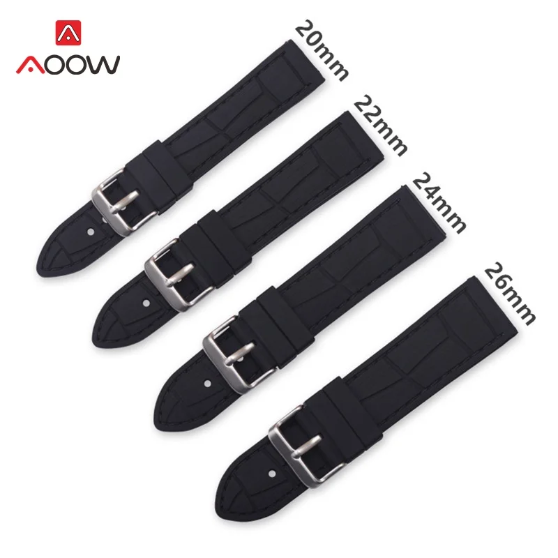 

20mm 22mm 24mm 26mm Sport Silicone Watchband Diving Waterproof Replacement Watchbands Strap Bracelets Watch Accessories