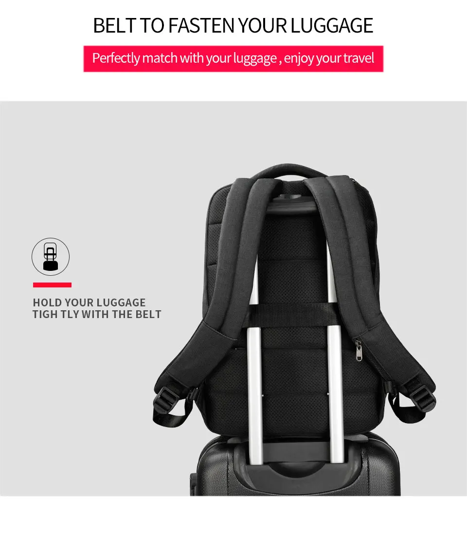 10.Travel Backpack with trolley case belt