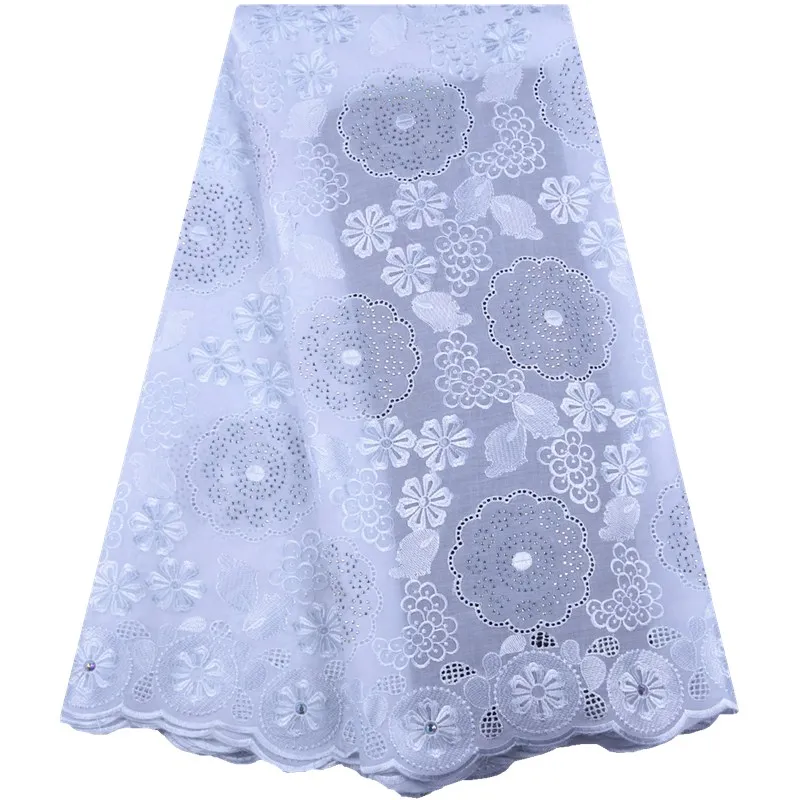 

Nigeria Latest Swiss Voile Lace In Switzerland High Quality Swiss Cotton Lace Fabric Top French Lace With Stone For WeddingF1559