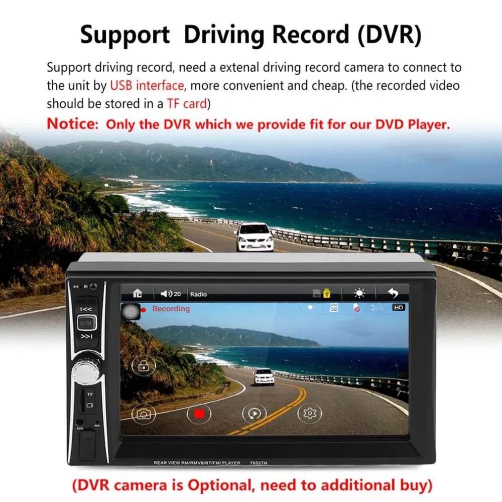 

Car Vehicle 7 Inch Screen TF Card Doule Din Bluetooth MP5 Player Auto Multimedia Player Audio Player Black