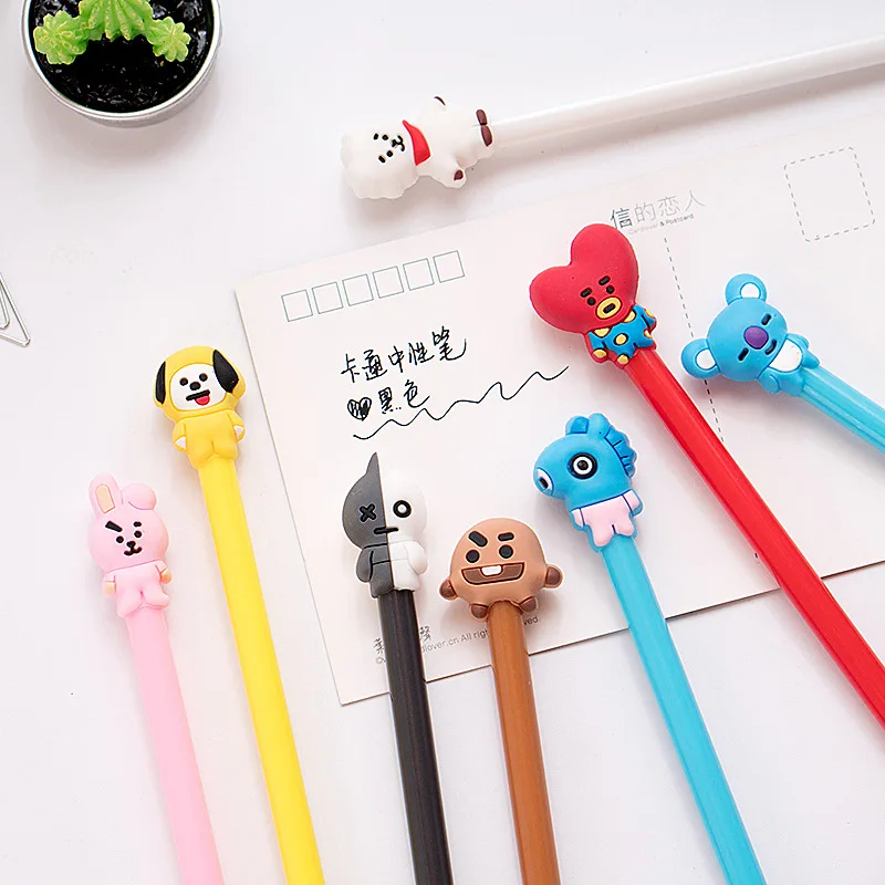 

32 pcs/lot BTS Bangtang Boys Gel Pen Cartoon 0.5 mm Shooky Tata Chimmy Rj black ink Signature Pen School writing Supplies Gift