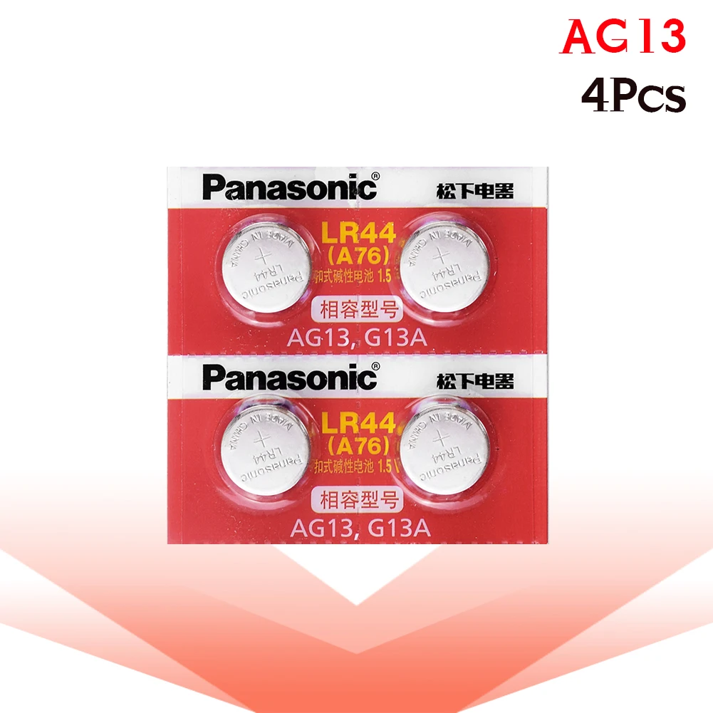 Горячая Panasonic 4 шт. 1,5 в кнопочная батарейка lr44 литиевая батарейка A76 AG13 G13A LR44 LR1154 357A SR44
