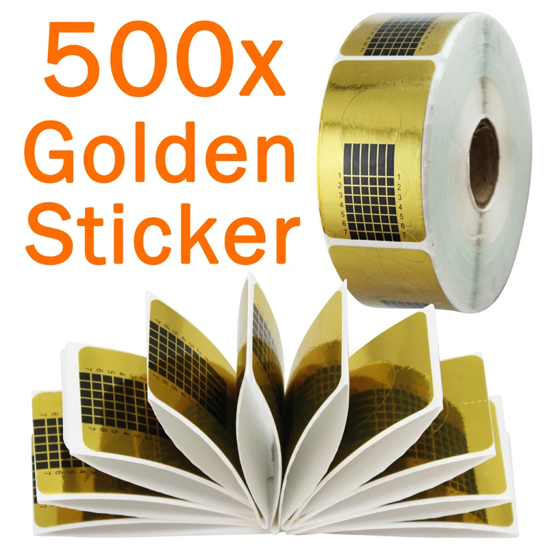 

OPHIR Acrylic UV Gel Nail Forms 500 x Nail Art Guide Form Sticker Tip Extension Nail Tools Golden Nail Paper Holder # KD053