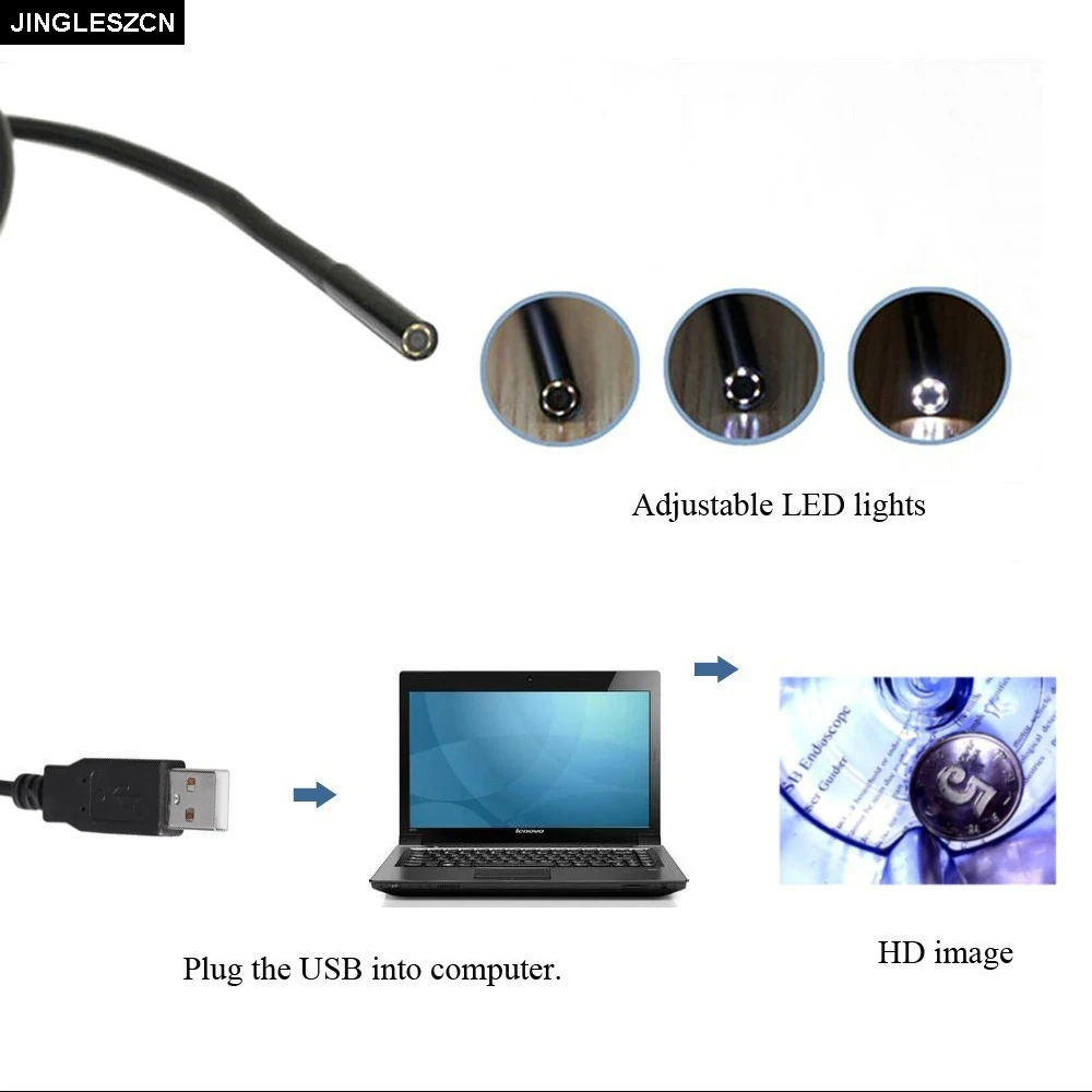 USB Endoscope 7MM Lens 25M Inspection Cam Borescope Waterproof Endoscope Camera Snake Video Mini Camera USB Endoskop