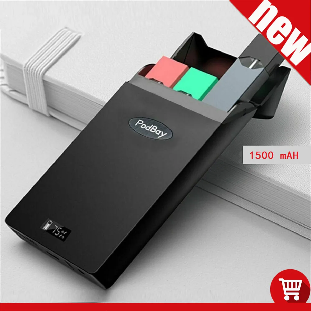 

New Vape Charger Case For JUUL Electronic Cigarette 1500mAh Power Bank Charging Battery Case Holder Box Shell Podbay Pod Case