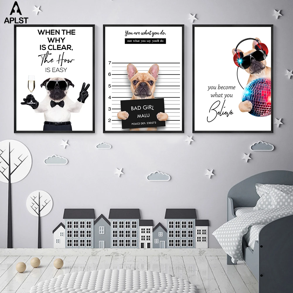 8x12 FT Pug Vinyl Photography Backdrop,Happy Dog Listening Music Enjoy Every Moment Quote Funny Image Pet Animal Fun Background for Baby Birthday Party Wedding Graduation Home Decoration