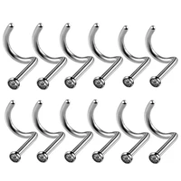 100 шт./лот 18 г нержавеющая сталь прозрачный цвет драгоценный камень нос кольцо ноздри винт гвоздики, пирсинг тела ювелирные изделия Пирсинг нос Ombligo - изображение