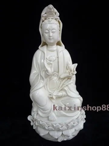 

Blanc De China Dehua Porcelain Statue Of Kwan-yin & Kid