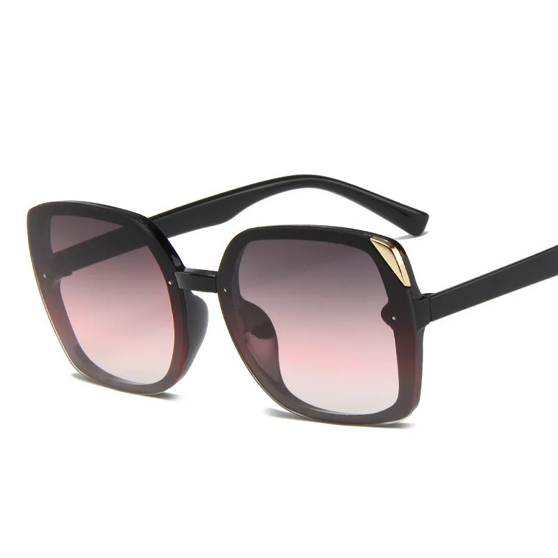 Higodoy пластиковые женские негабаритные солнцезащитные очки винтажные квадратные брендовые дизайнерские женские солнцезащитные очки UV400 - Цвет линз: grey red